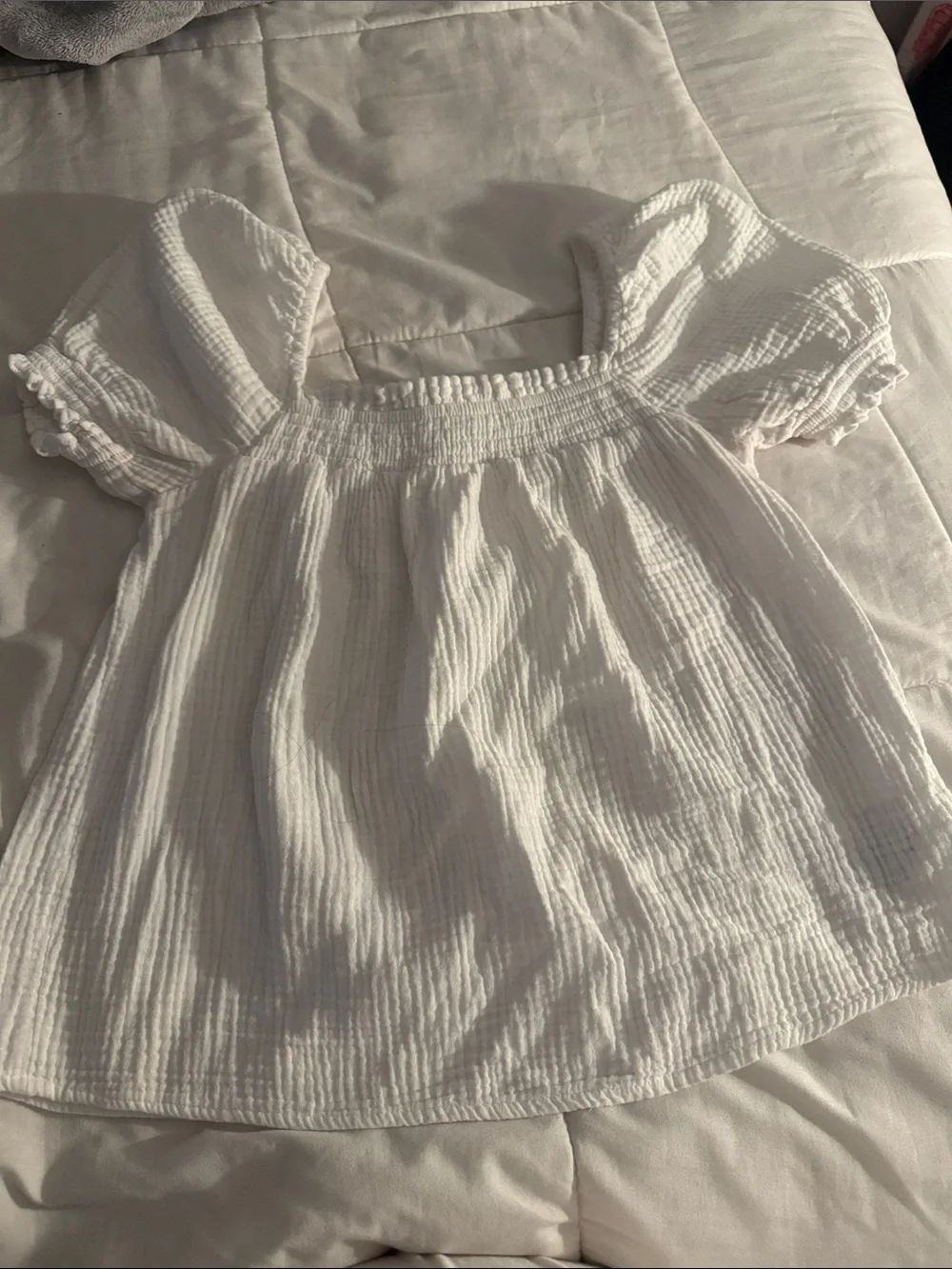 J. Crew White Babydoll Puff Sleeve